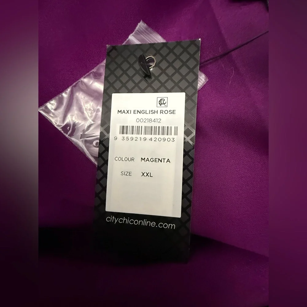 NWT City Chic English Rose Maxi in Magenta Size XXL Linen‎ Blend - Picture 7 of 8